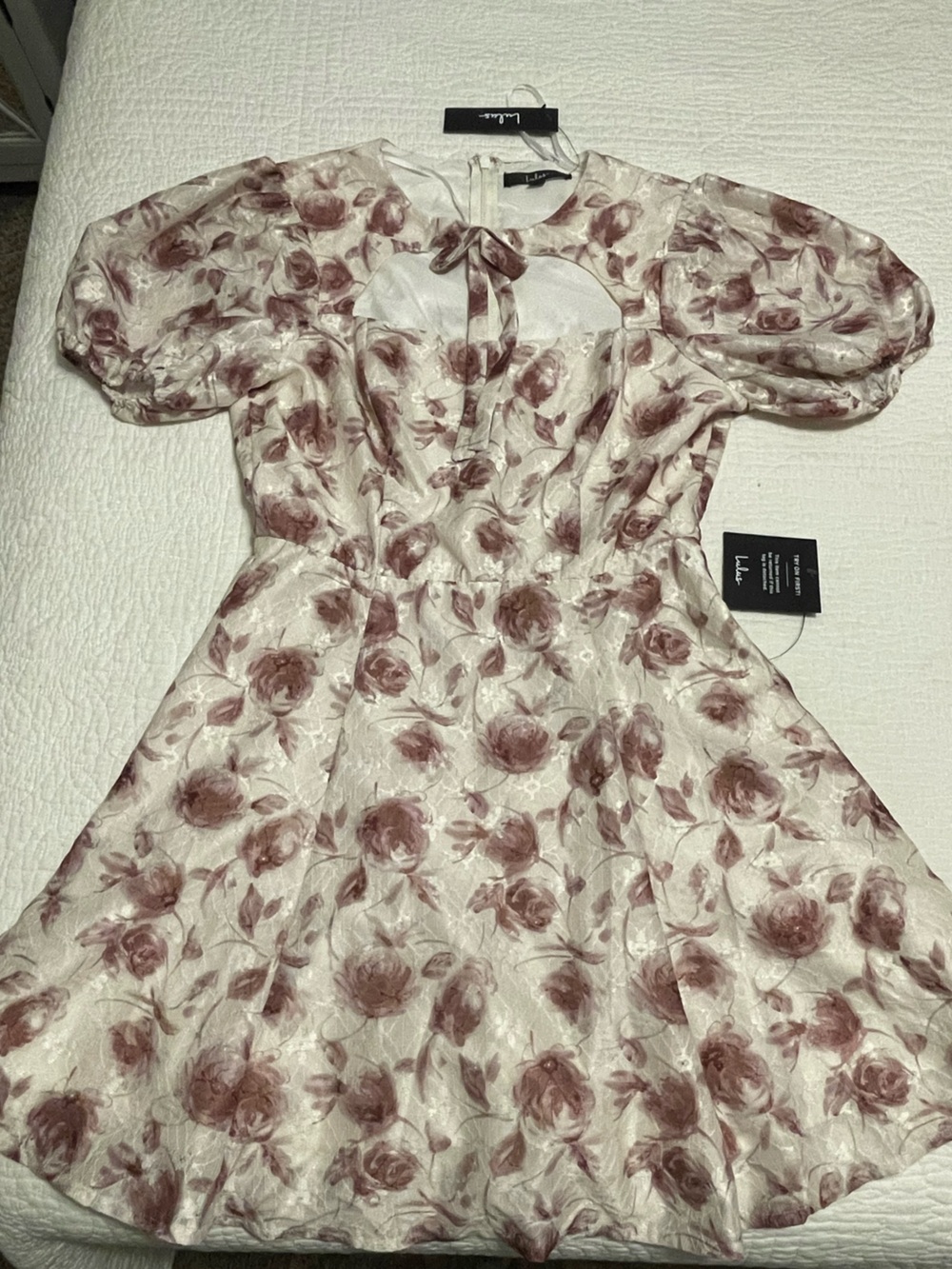 Lulu's Cream Dress with Dusty Rose Floral Print
